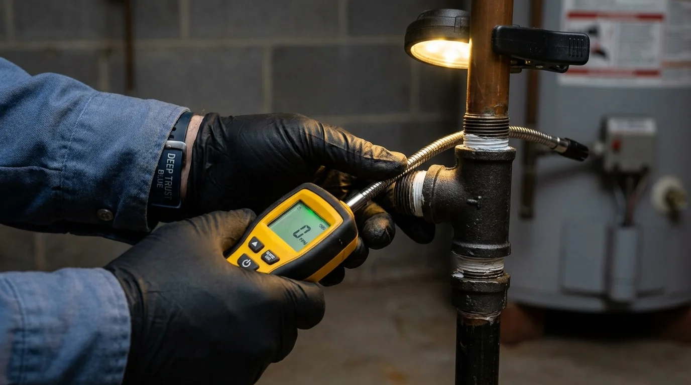 Gas leak detection with electronic sniffer by Johns Plumbing LLC in Spanaway